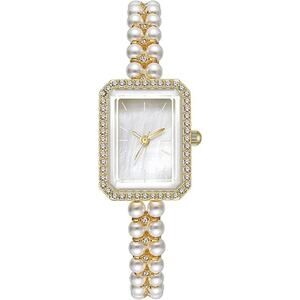 legant Pearl Watches for Women Small Square Dial Analog Quartz Watch Peal